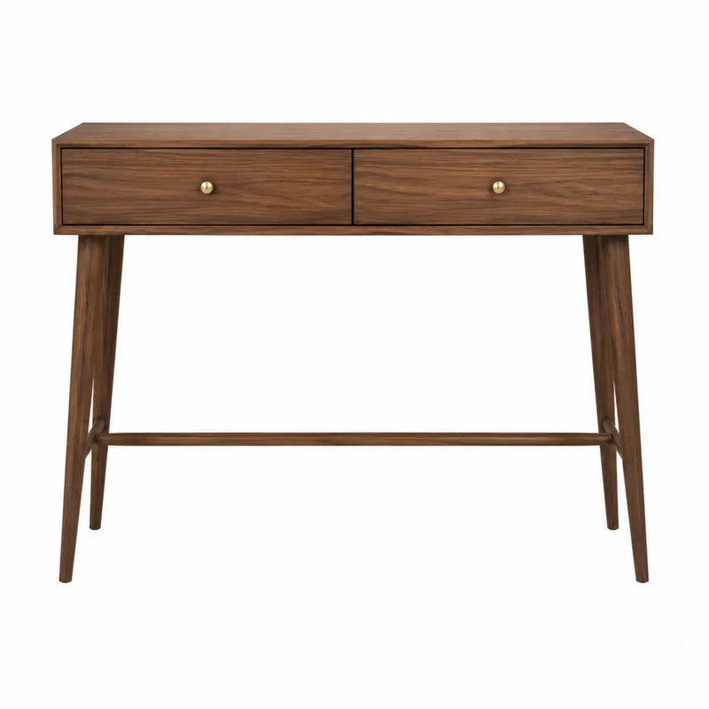 Konsola z drewna orzechowego z 2 szufladami, 120x40x80 cm