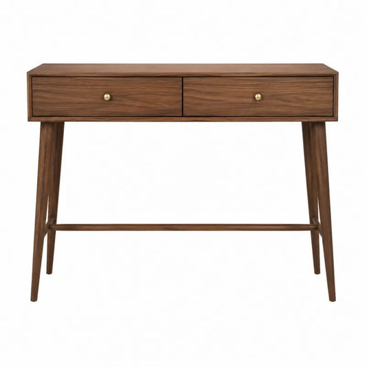 Konsola z drewna orzechowego z 2 szufladami, 120x40x80 cm