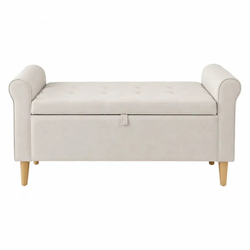 Ławka tapicerowana z pojemnikiem 120 cm x 45 cm x 60 cm beżowa