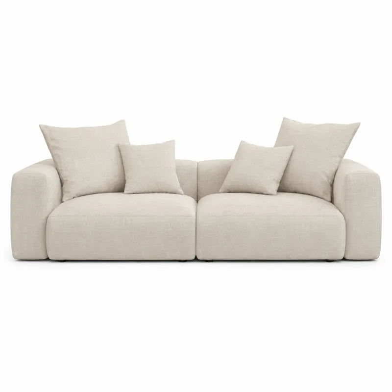 Modułowa sofa lniana beżowa 200cm x 100cm x 80cm z poduszkami