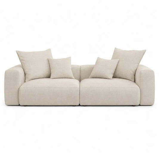 Modułowa sofa lniana beżowa 200cm x 100cm x 80cm z poduszkami