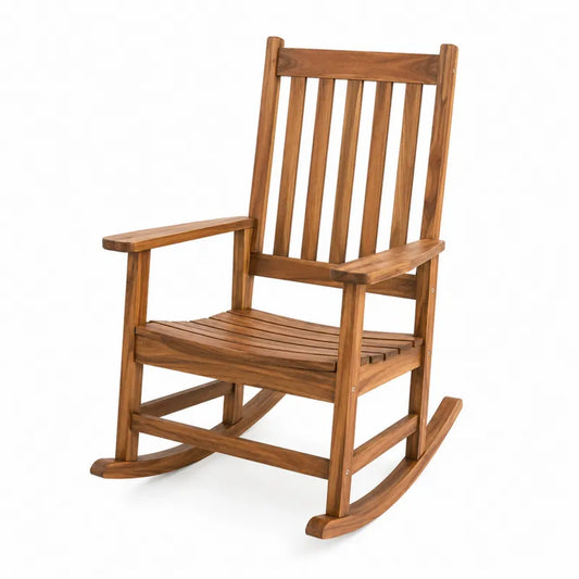 Fotel bujany z drewna teak brązowy