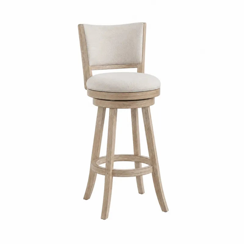 Hoker drewniany z obicia tkaniny beżowy 105 cm